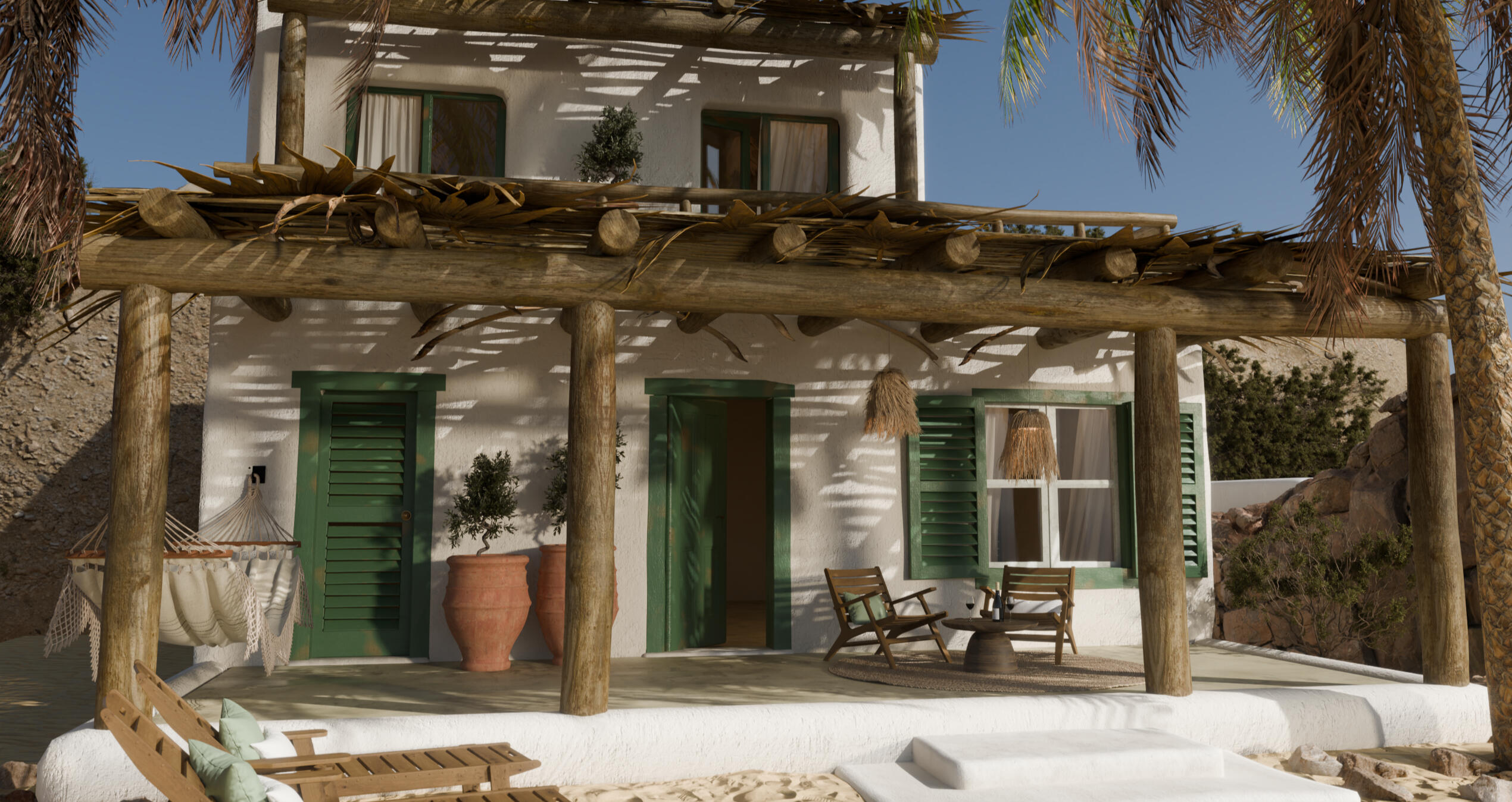 Coastal Mediterranean Escape A contemporary Mediterranean beach house concept inspired by relaxed coastal living.